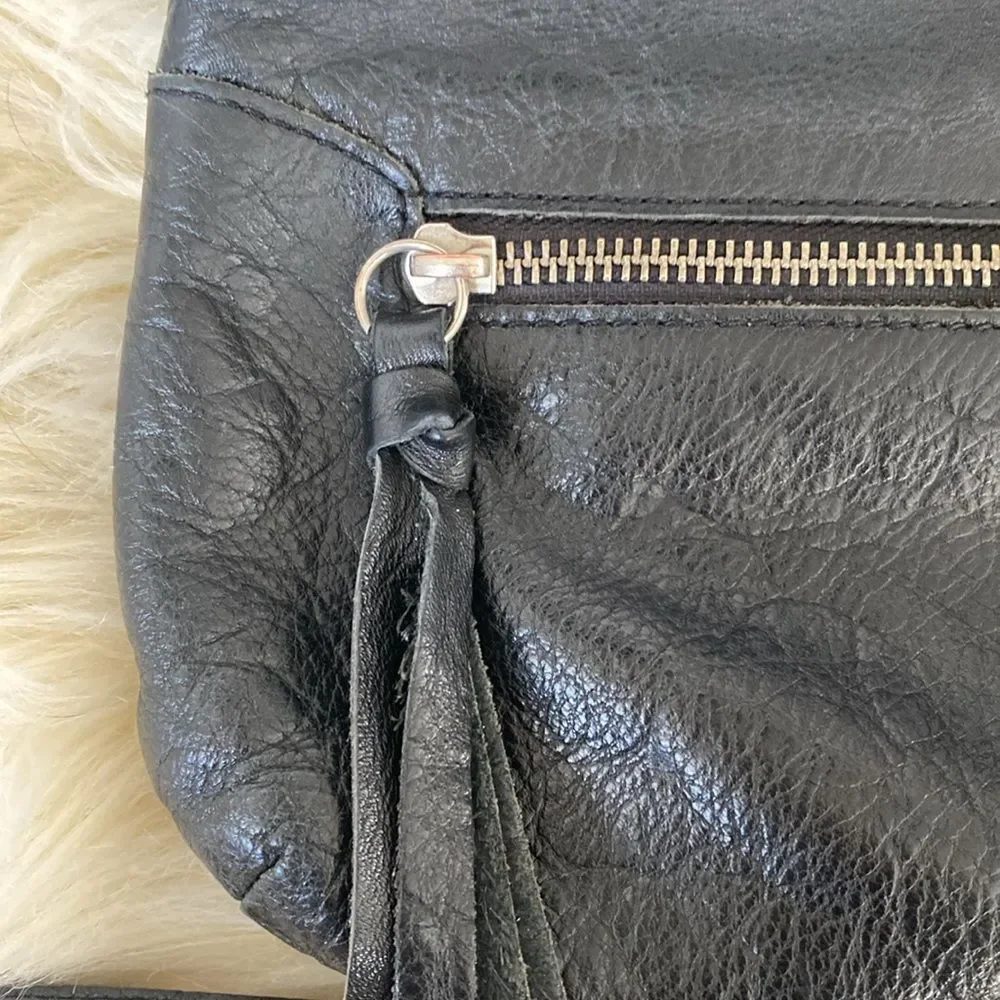 Foley + Corinna Black Leather Crossbody Hand Bag 2 Ways Contemporary Boho Chic - Picture 5 of 8